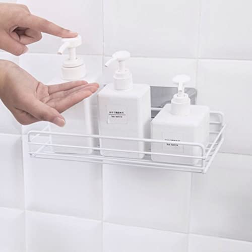 Muellery Adhesive Wall Mounted Shelf Bathroom Kitchen Storage Shower Caddy Rack White TPQU100572