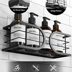 Shower Caddy, Adhesive Shower Shelves Organizer, No Drilling Bathroom Shower Rack Storage, SWIFTSHARK Wall Mounted Stainless Steel Bathroom Organizer, Shower Shelves for Inside Shower, Rustproof Matte Black Bathroom Shelves - [2 Pack]