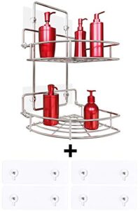 vdomus corner shower caddy 2 tier polished chrome & 4 pieces transparent adhesives 7.87 x 3.15 inches for no drilling needed bathroom shower organizer