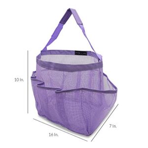 Shower Caddy Portable - Hanging Bathroom Organizer, Waterproof Mesh Tote Bags with Handles and Pockets, Quick Drying Storage Basket for Toiletries, College, Dorm, Camping, Travel - Lavender