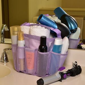 Shower Caddy Portable - Hanging Bathroom Organizer, Waterproof Mesh Tote Bags with Handles and Pockets, Quick Drying Storage Basket for Toiletries, College, Dorm, Camping, Travel - Lavender