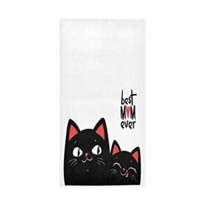 mother's day gift,cute black cat soft hand towels 30x15,decorative best mom ever fingertip kitchen dish towels washcloth for bathroom, hotel, gym and spa
