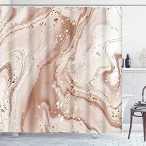 My-baby 4 Pcs Marble Shower Curtain Set with Rug Marble Bathroom Sets with 12 Hooks,White Gold Shower Curtain for Modern Bathroom Decor