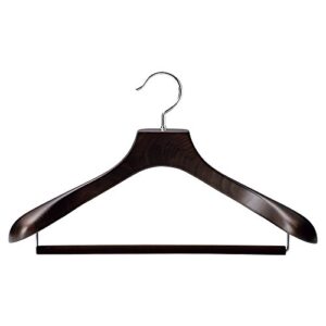 NAKATA HANGER: Made in Japan Wooden Men's Suit Hanger with a Felt bar Smoked Brown AUT-05SM(w:430)