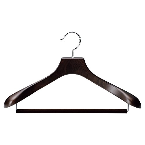 NAKATA HANGER: Made in Japan Wooden Men's Suit Hanger with a Felt bar Smoked Brown AUT-05SM(w:430)