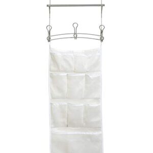 Zenna Home Bar, Satin Nickel SnugFit Over-The-Door-Towel Rack with Mesh Pocket-Storage