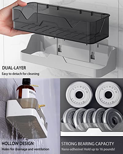 BLYPHOO Shower Caddy Adhesive Shower Shelf for Bathroom 2 Pack: Premium Bathroom Wall Organizer - No Drilling Shower Organizer - Adhesive Kitchen Storage Rustproof Storage Rack for Bathroom