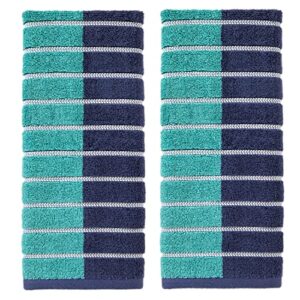 skl home by saturday knight ltd. colorblock stripes hand towel (2-pack),teal