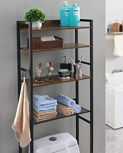 Kavonty Over The Toilet Storage Rack, 4-Tier Bathroom Space Saver with Adjustable Shelves,Freestanding Bathroom Organizer, Bathroom Organizer for Bathroom, Bathroom Toilet Rack,Rustic Brown