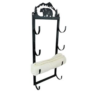 rustic black bear with mountain woodland scenery durable metal towel roll wall mounted rack