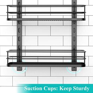 Nieifi 4 Tier Anti Swing Over Head Shower Organizer Basket Shelf, Hanging Shower Caddy, Rust Proof Bathroom Shelves Black