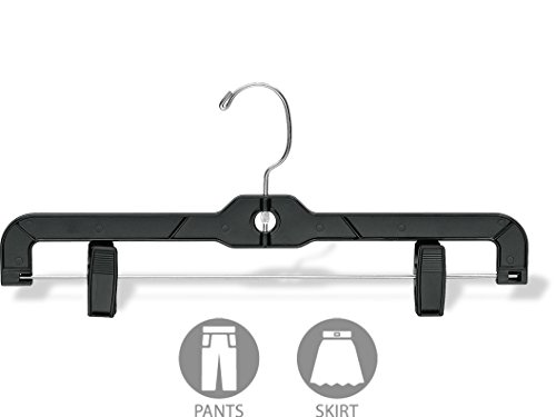 The Great American Hanger Company Matte Black Plastic Bottom Hanger, Box of 100 Space Saving Hangers w/ 360 Degree Nickel Swivel Hook for Skirt and Pants