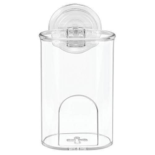 iDesign Plastic Suction Tumbler Cup and Bathroom Organize Mirror or Shower Storage, 3" x 3.5" x 5.4", Clear