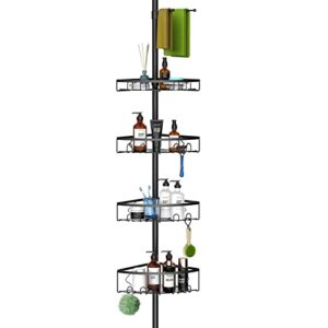 Kadolina Bathroom Hanging Shower Organizer, 4 Tier Corner Shower Caddy Tension Pole