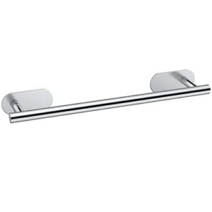 jigiu self adhesive towel bar for bathroom, 17inch/43cm kitchen stick on towel holder sus304 brushed stainless steel, easy to install no drilling bathroom accessories towel rod