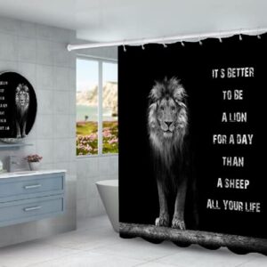 4 Piece Be a African Black Lion Majestic Brave King Shower Curtains Sets with Non-Slip Rugs, Toilet Lid Cover and Bath Mat, Bathroom Sets with Shower Curtain and Rugs and Accessories