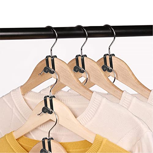 80 Pcs Clothes Hanger Connector Hooks, Mini Cascading Hanger Hooks Plastic Connector Hooks for Velvet Huggable Hangers, Heavy Duty Space Saving for Closet, Black and White