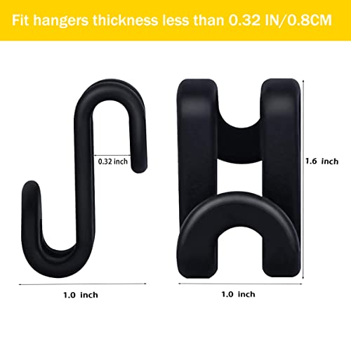 80 Pcs Clothes Hanger Connector Hooks, Mini Cascading Hanger Hooks Plastic Connector Hooks for Velvet Huggable Hangers, Heavy Duty Space Saving for Closet, Black and White