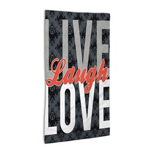 nibbuns live laugh love theme,bath towels/hand towels/washcloths,different types words of victorian motifs,bathroom towels|soft absorbent towels for bathroom,red grey,15.75x31.5in