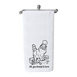 all you knead is love cat kneading kitten pun kitchen towels cute housewarming gift novelty dish towel (all you knead towel)