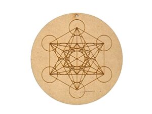 amazing gemstone 6" metatron cube sacred geometry wall art cum crystal grid mandala wood wall art for meditation and home decor
