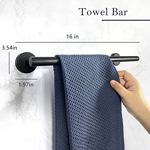 14-Pieces Matte Black Bathroom Accessories Set, Stainless Steel Bathroom Hardware Set, Bath Towel Bar Set, Towel Racks for Bathroom Wall Mounted.