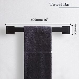 5-Pieces Matte Black Bathroom Hardware Accessories Set, SUS304 Stainless Steel Bath Towel Bar Set, Towel Racks for Bathroom Wall Mounted.