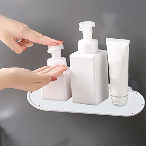 Floating Wall Shelves Bathroom Shampoo Shelf Nails Kitchen Jar Shelves Shower Caddy for Living Room and Home Bathroom Toilet, White