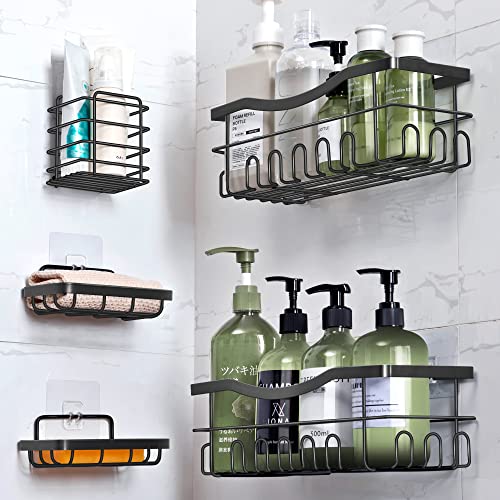 TBESTOACC Shower Caddy 5 Pack, Adhesive Bathroom Organizer, Rustproof Stainless Steel Shower Organizer, No Drilling Bathroom Shelves, Perfect for Bathroom, Kitchen, Dorm