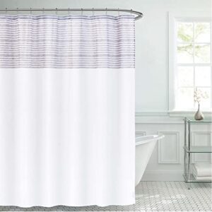 french connection white and navy shower curtains - 13 piece dobby set with 12 rustproof metal hooks - hotel quality & machine washable, standard size 72x72, white and navy