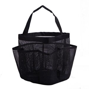 hde shower caddy mesh bag college dorm bathroom carry tote hanging organizer (black)