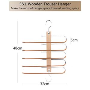 XUANSHUO Space Saving Hangers Metal Magic Hangers Closet Wardrobe Clothing Hanger Organizer，Updated Hook Design (Wooden Pant Hanger)