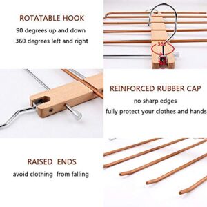 XUANSHUO Space Saving Hangers Metal Magic Hangers Closet Wardrobe Clothing Hanger Organizer，Updated Hook Design (Wooden Pant Hanger)