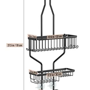 HYSEYY Shower Caddy Over Shower Head Hanging Shower Caddy for Bathroom, No Drilling Rustproof Stainless Steel Hanging Shower Organizer with Soap Holder, 10 Hooks, Large Capacity for Whole Family