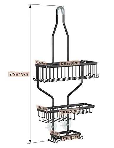 HYSEYY Shower Caddy Over Shower Head Hanging Shower Caddy for Bathroom, No Drilling Rustproof Stainless Steel Hanging Shower Organizer with Soap Holder, 10 Hooks, Large Capacity for Whole Family