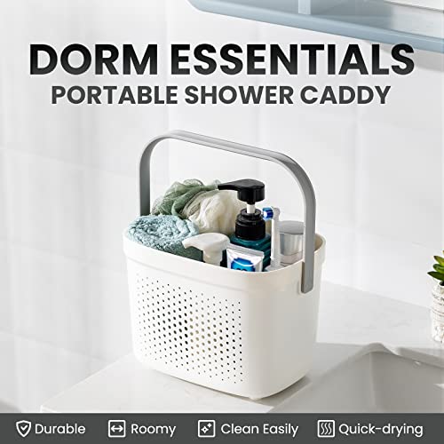 TAILI Portable Shower Caddy Basket Tote, Plastic Shower Basket with Handle, Dorm Room Essentials Toiletry Caddy for Dorm College Bathroom Cleaning Camping, Grey