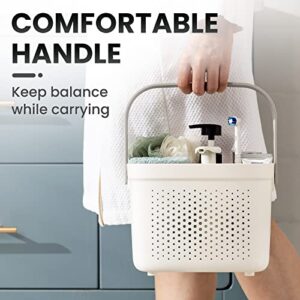 TAILI Portable Shower Caddy Basket Tote, Plastic Shower Basket with Handle, Dorm Room Essentials Toiletry Caddy for Dorm College Bathroom Cleaning Camping, Grey