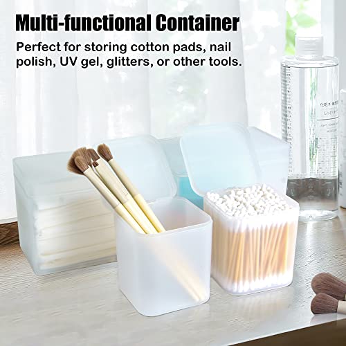 Cotton Swab Holder 2-Pcs Bathroom Canisters, Clear Plastic Storage Box With Hinged Lids, Makeup Organizer-Suitable for Q-Tips, Cotton Balls, Cotton Pads, Lipsticks, Cosmetics (2 Middle Boxs)