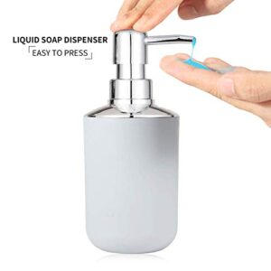 Bathroom Accessory Set 4 Pcs Plastic Bathroom Decor Toothbrush Holder Toothbrush Cup Soap Dispenser Soap Dish Farmhouse Decor Bathroom Home Decor Craft (Grey)