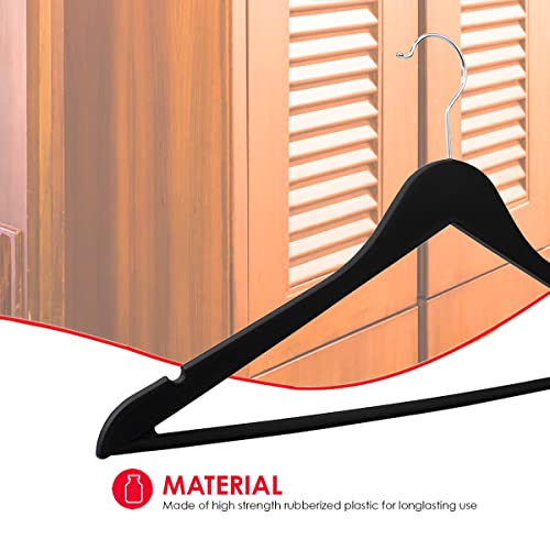 Home Basics, Black Non-Slip Space-Saving Rubberized Plastic Hangers