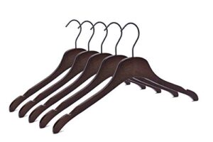 quality luxury very slim wooden suit coat dress hangers 360 swivel hook (5, brown/espresso)