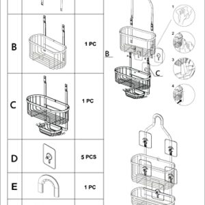 PROBEAUTIFY Hanging Shower Caddy Over Shower Head - Black Shower Caddy Hanging - Shower Caddy and Shower Rack for Ultimate Convenience