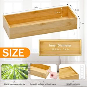 Toilet Tank Tray, Guest Towel Organizer Holder, Bathroom Accessory Vanity Bamboo Tray Wood Sink Tray, Perfume Tray for Home Decoration 15” L x 6” W x 3” H