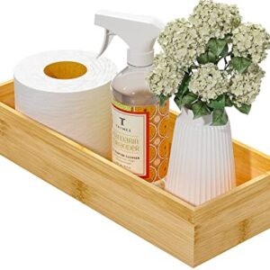 Toilet Tank Tray, Guest Towel Organizer Holder, Bathroom Accessory Vanity Bamboo Tray Wood Sink Tray, Perfume Tray for Home Decoration 15” L x 6” W x 3” H