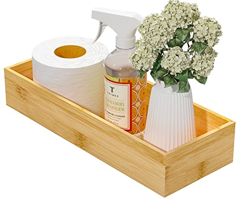 Toilet Tank Tray, Guest Towel Organizer Holder, Bathroom Accessory Vanity Bamboo Tray Wood Sink Tray, Perfume Tray for Home Decoration 15” L x 6” W x 3” H