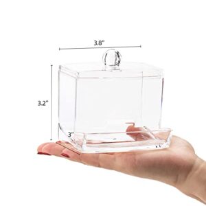 Tbestmax 10oz Qtip Holder Dispenser Big Clear Bathroom Organizer Accessories Decor for Storage-Qtips Cotton Ball Holder Apothecary Jars, Cotton Swabs, Floss Container