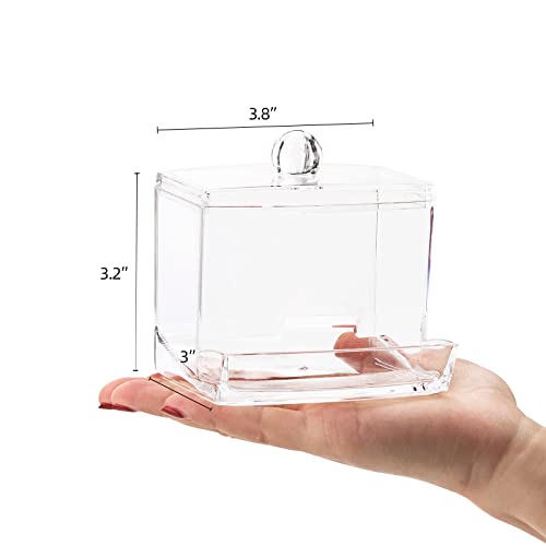 Tbestmax 10oz Qtip Holder Dispenser Big Clear Bathroom Organizer Accessories Decor for Storage-Qtips Cotton Ball Holder Apothecary Jars, Cotton Swabs, Floss Container