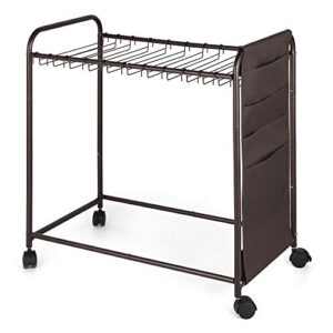 Pants Trolley for Closet Pants Hangers Rolling Storage for Trouser Jean Pant Trolley Closet Organizer with 20 Hangers and Side Bag for Dress Jeans Skirts Metal