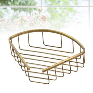 BESTOYARD European Style Brass Antique Corner Wall Mount Shower Basket Storage Rack Shelf Caddy Organizer for Bathroom Toilet Kitchen