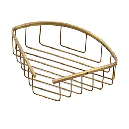 BESTOYARD European Style Brass Antique Corner Wall Mount Shower Basket Storage Rack Shelf Caddy Organizer for Bathroom Toilet Kitchen